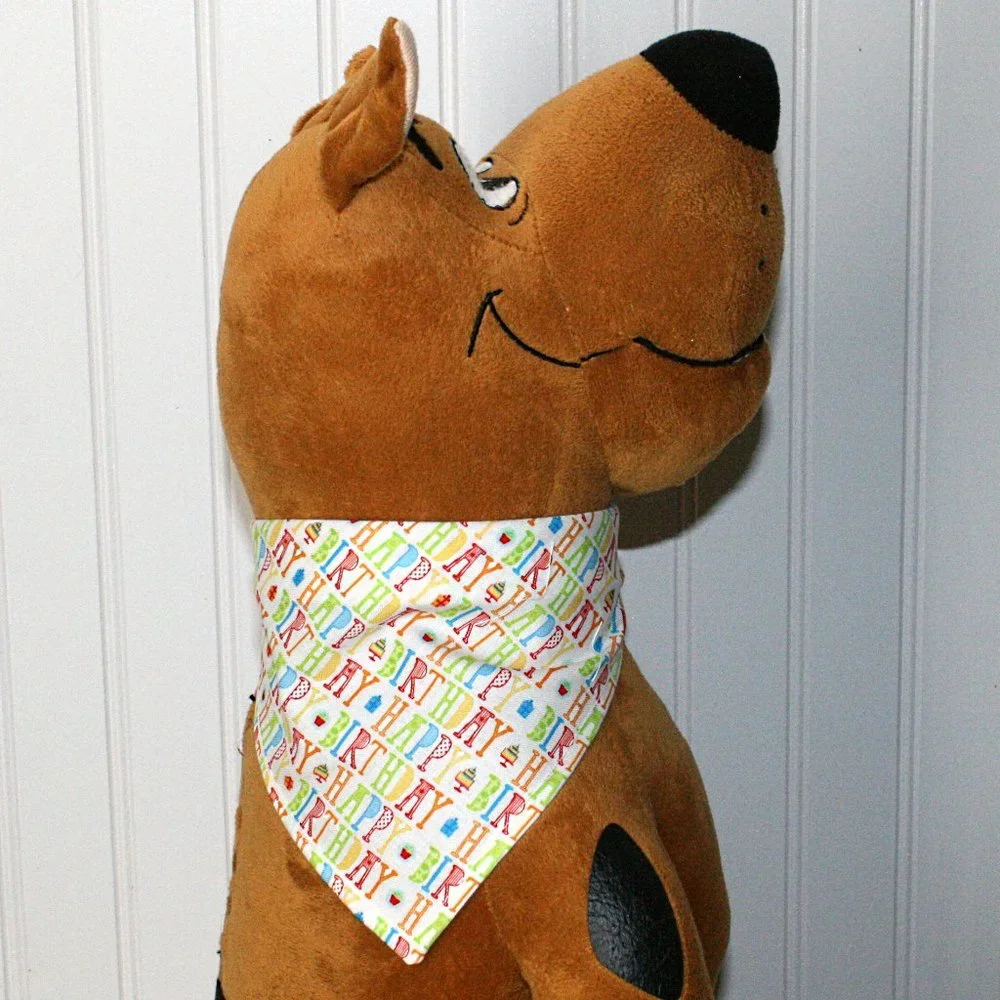 HAND CRAFTED Bandana Happy Birthday Dog Pet Scarf Accessory Colorful Print